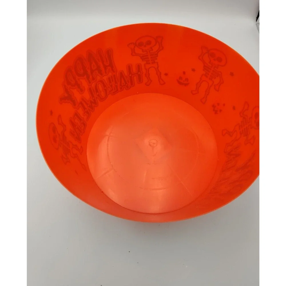 Happy Halloween Trick Or Treat Candy Bowl‎ Skeleton Pumpkin plastic